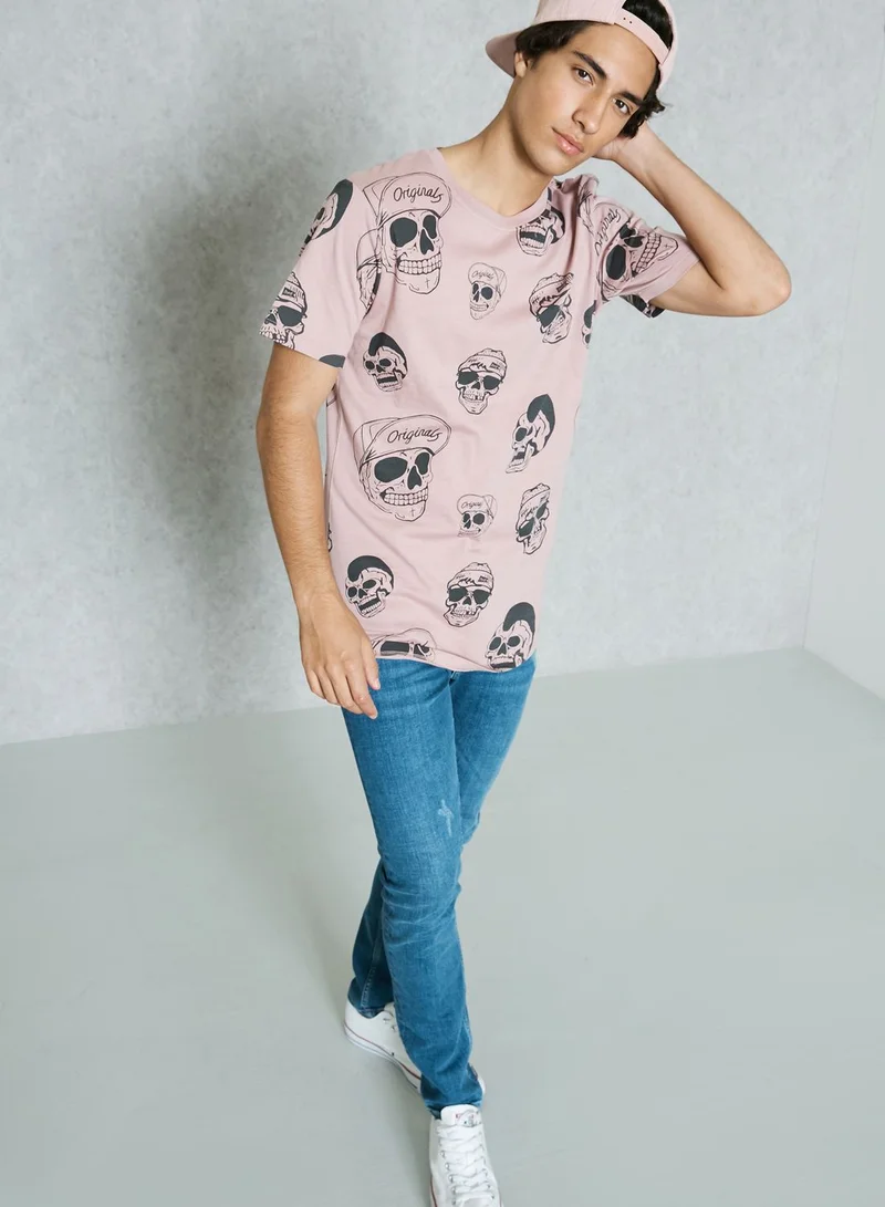 JACK & JONES Skull Print T-Shirt