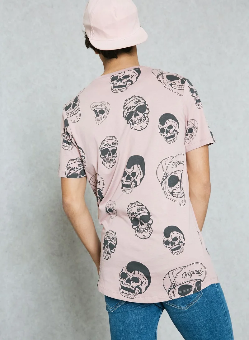 JACK & JONES Skull Print T-Shirt