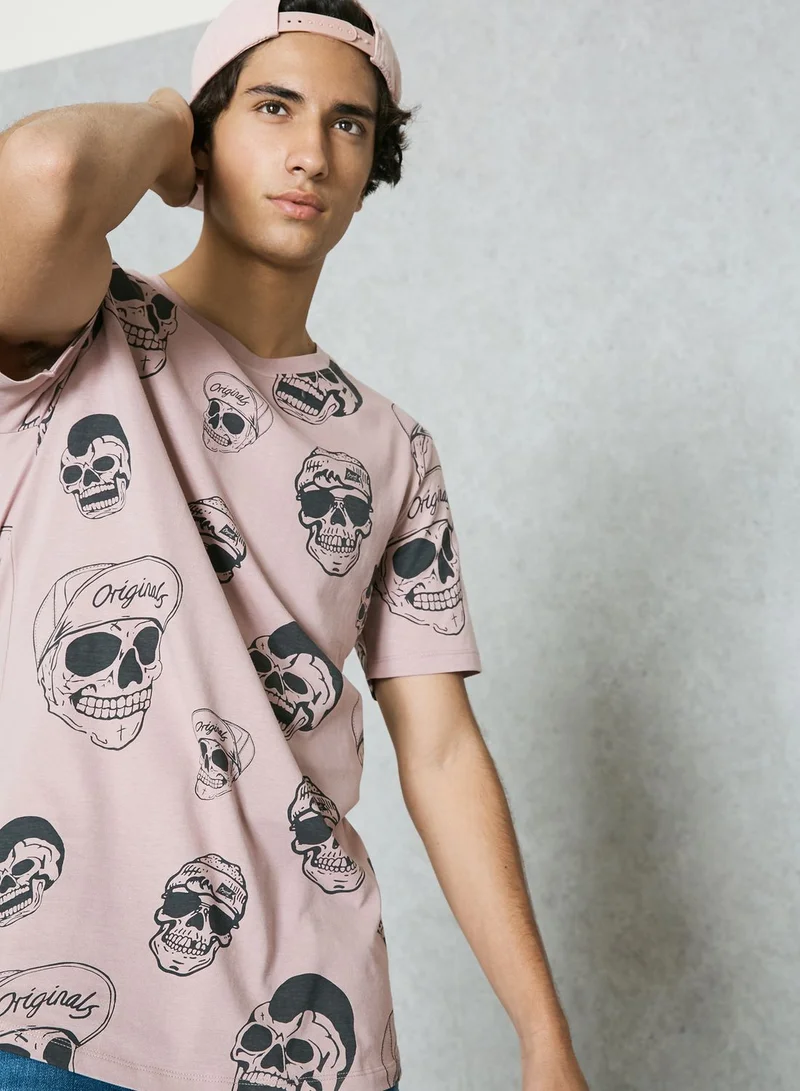 JACK & JONES Skull Print T-Shirt