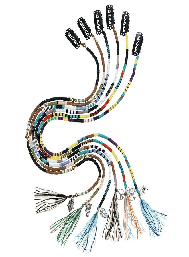 minihope 21 Inch Bright Spacer Bead Hair Wrap Set with Tassels, Hair Clips, and Retro Charm - 6 Styles for Women and Girls. - Image 1