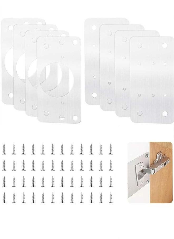 YIM-VIBEHAUS Thick Hinge Repair Plate Kit, 8pcs Cabinet Hinge Repair Plate Stainless Steel Door Hinge Repair Kit Hinge Fixing Plate Bracket kit, Protect Wooden Kitchen Cabinet Door, Furniture  - Image 1