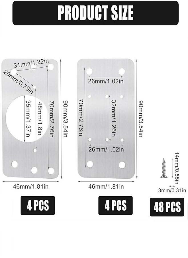 YIM-VIBEHAUS Thick Hinge Repair Plate Kit, 8pcs Cabinet Hinge Repair Plate Stainless Steel Door Hinge Repair Kit Hinge Fixing Plate Bracket kit, Protect Wooden Kitchen Cabinet Door, Furniture  - Image 2