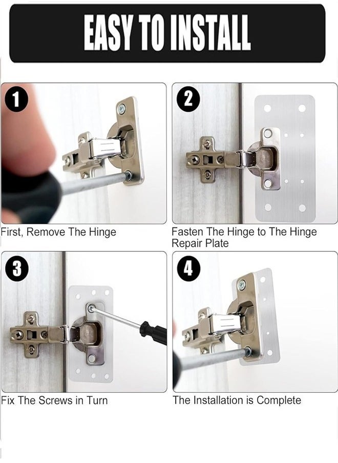 YIM-VIBEHAUS Thick Hinge Repair Plate Kit, 8pcs Cabinet Hinge Repair Plate Stainless Steel Door Hinge Repair Kit Hinge Fixing Plate Bracket kit, Protect Wooden Kitchen Cabinet Door, Furniture  - Image 4