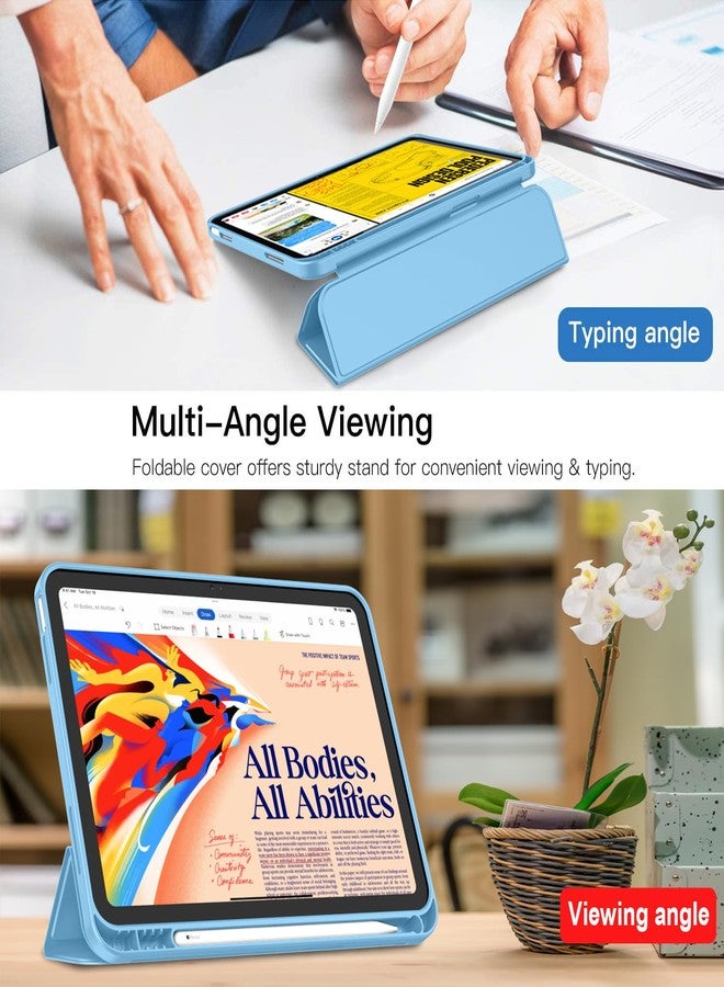 iMieet جراب iMieet لجهاز iPad (A16) من الجيل الحادي عشر/الجيل العاشر [11 بوصة 2025/10.9 بوصة 2022] مع حامل قلم، غطاء ذكي ثلاثي الطي مع ظهر من مادة TPU الناعمة، خاصية التشغيل/الإيقاف التلقائي (لون بنفسجي فاتح) - Image 4