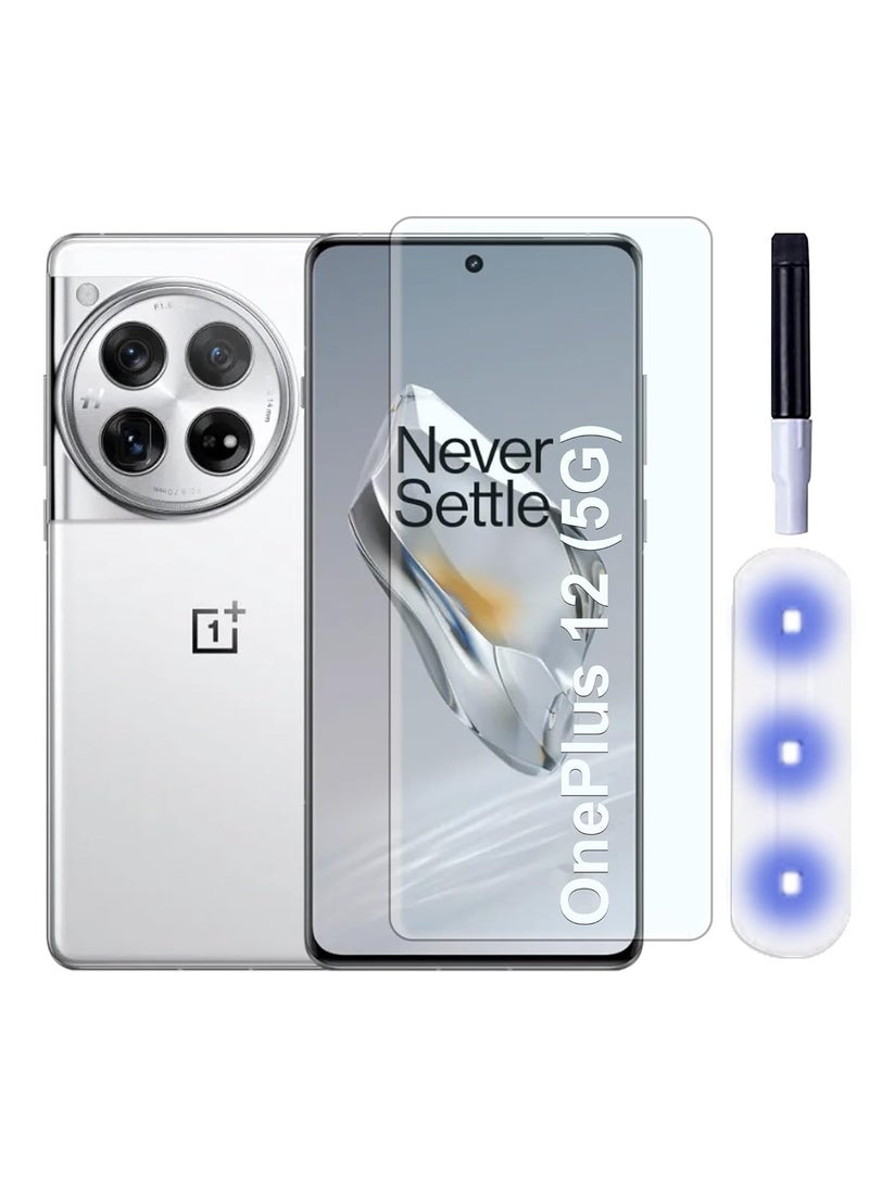 Tempered Glass for OnePlus 12 5G UV Screen Protector Full Glue Edge-to-edge 3D Curved Tempered Glass Fingerprint Compatible Anti Scratch 9H hardness for OnePlus 12 5G - Image 1