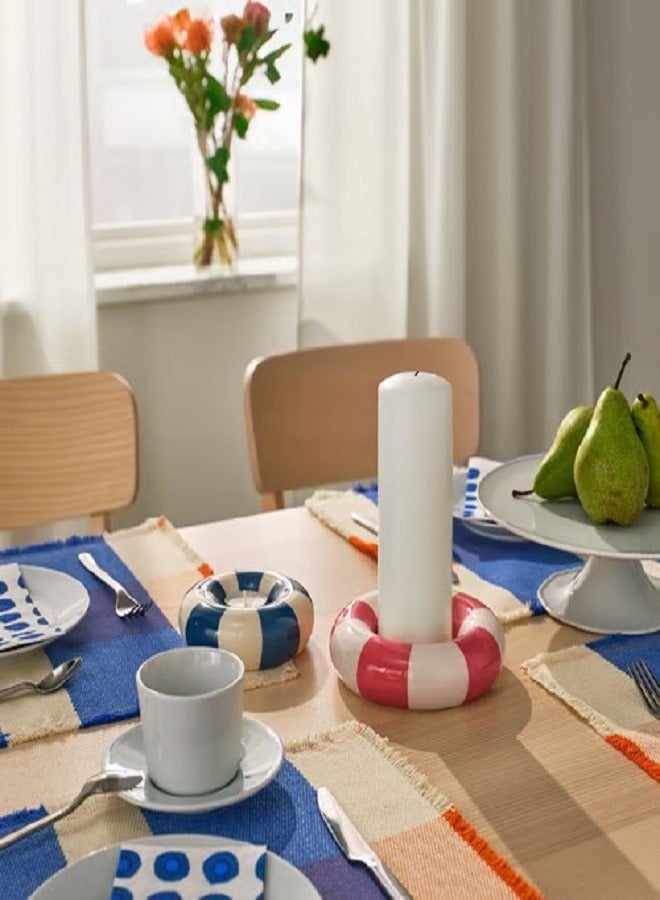 Candle holder, dark pink/white, 4 cm - Image 2