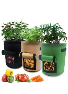 3Pcs Grow Bags 10 Gallon With Fixed Reinforced Handlespack Nonwoven Nylon Materialgrow Flowers Strawberries Potatoes Carrots And Vegetables