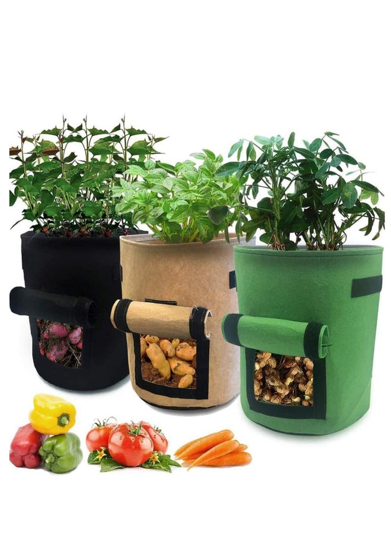 Mmmon - 3Pcs Grow Bags 10 Gallon With Fixed Reinforced Handlespack Nonwoven Nylon Materialgrow Flowers Strawberries Potatoes Carrots And Vegetables - Image 1