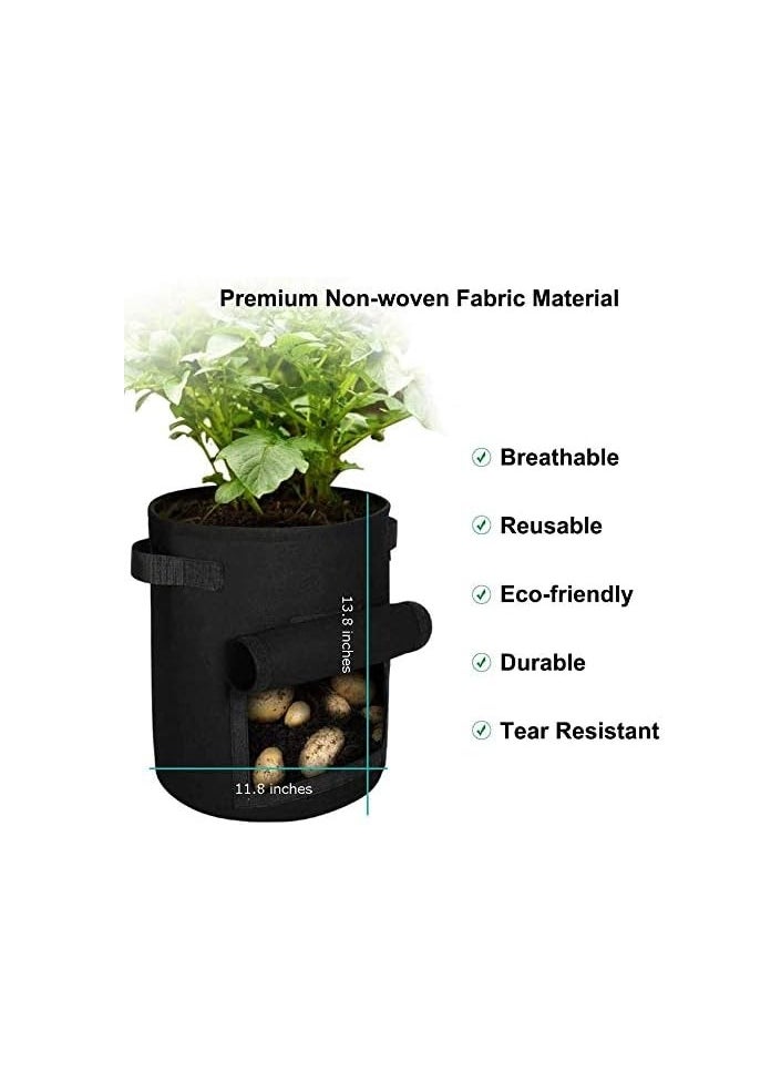 Mmmon - 3Pcs Grow Bags 10 Gallon With Fixed Reinforced Handlespack Nonwoven Nylon Materialgrow Flowers Strawberries Potatoes Carrots And Vegetables - Image 1