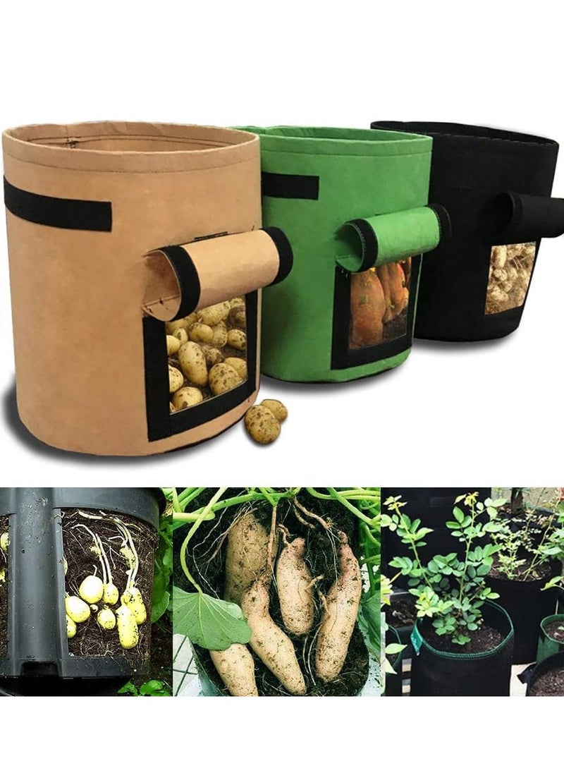 Mmmon - 3Pcs Grow Bags 10 Gallon With Fixed Reinforced Handlespack Nonwoven Nylon Materialgrow Flowers Strawberries Potatoes Carrots And Vegetables - Image 1