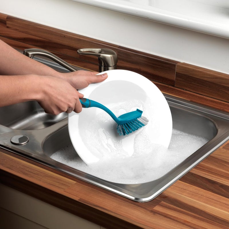 Beldray LA024152TQ 5 Piece Cleaning Set - Soft Bristle Broom Dustpan and Brush, Scrubbing Brush and Dish Brush, Cleaning Utensils, Spring Cleaning Kit, Sweeping, Soft Handles, Turquoise - Image 4