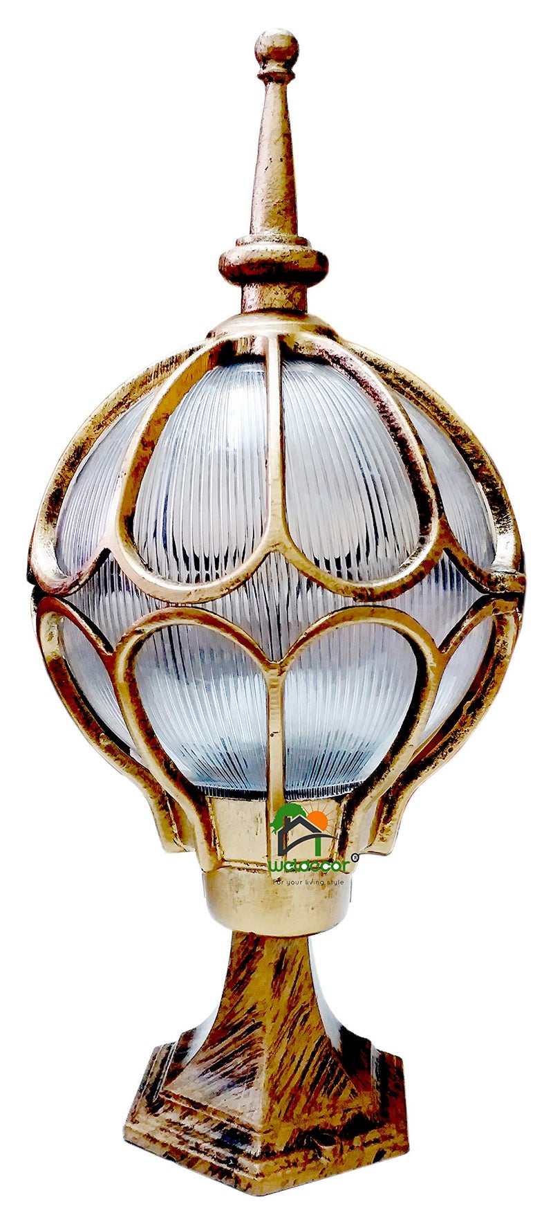 Weldecor Antique Brass Metal Garden Lamp: A Timeless Illuminating Addition to Your Outdoor Space - Image 5