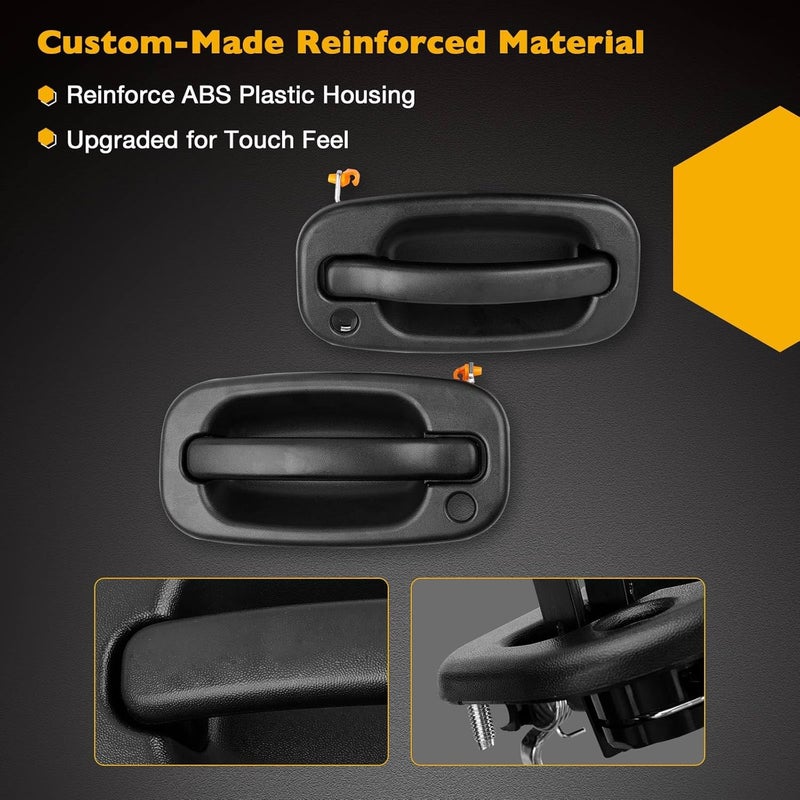 Gledewen Exterior Door Handle Front Left & Right Pair with Key Hole | for 1999-2007 Chevy Silverado Suburban Tahoe Avalanche GMC Sierra Yukon Cadillac Escalade | Replaces# 15034985, 15034986 - Image 5