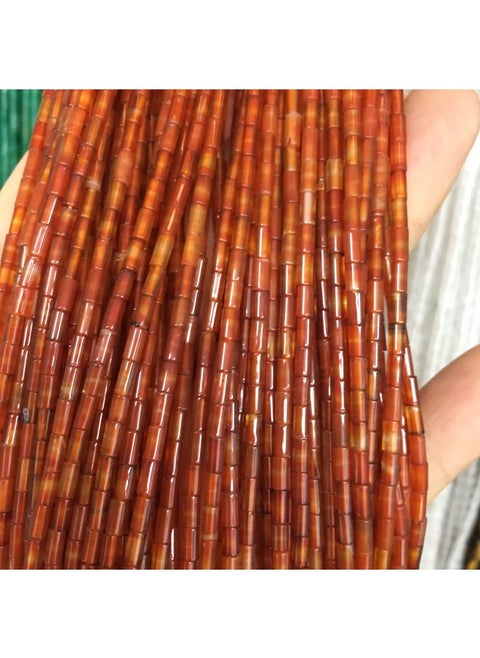 Natural 2*4mm Barrel Beads Turquoise Turquoise Agate Red Agate Lapis Lazule Tiger Eye Black Agate Loose Beads Long Chain Handmade-Color:Red Agate 2*4mm Long Barrel 39cm Total Length High Quality Handicraft Processing