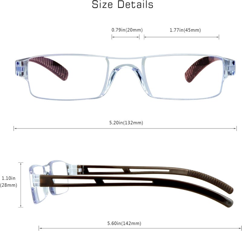 VisionGlobal 5/8 Pairs Reading Glasses, Computer Reading Glasses for Women and Men, Fashion Square Eyewear Frame - Image 3