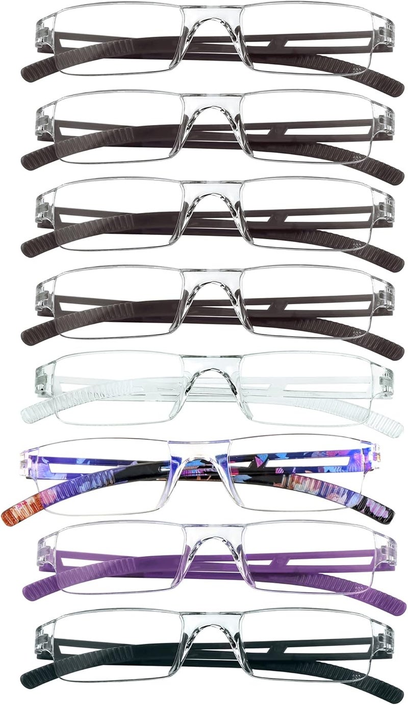 VisionGlobal 5/8 Pairs Reading Glasses, Computer Reading Glasses for Women and Men, Fashion Square Eyewear Frame - Image 1