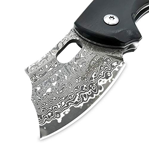 ALBATROSS Premium Folding Pocket Knife - EDC Mini VG10 Damascus Steel with 2" Blade - Ebony Wood Handle - Compact Outdoor Camping Knife with Gift Box - HGDK024 - Image 5