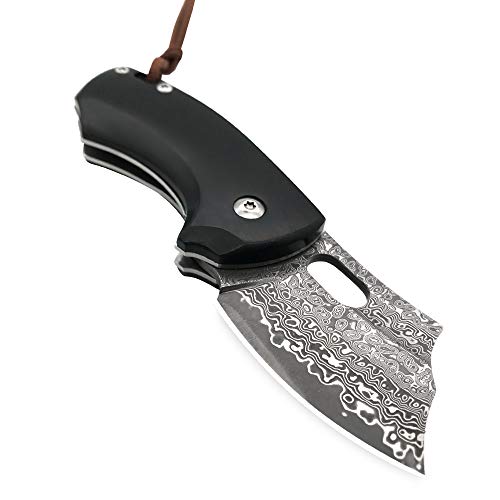 ALBATROSS Premium Folding Pocket Knife - EDC Mini VG10 Damascus Steel with 2" Blade - Ebony Wood Handle - Compact Outdoor Camping Knife with Gift Box - HGDK024 - Image 4
