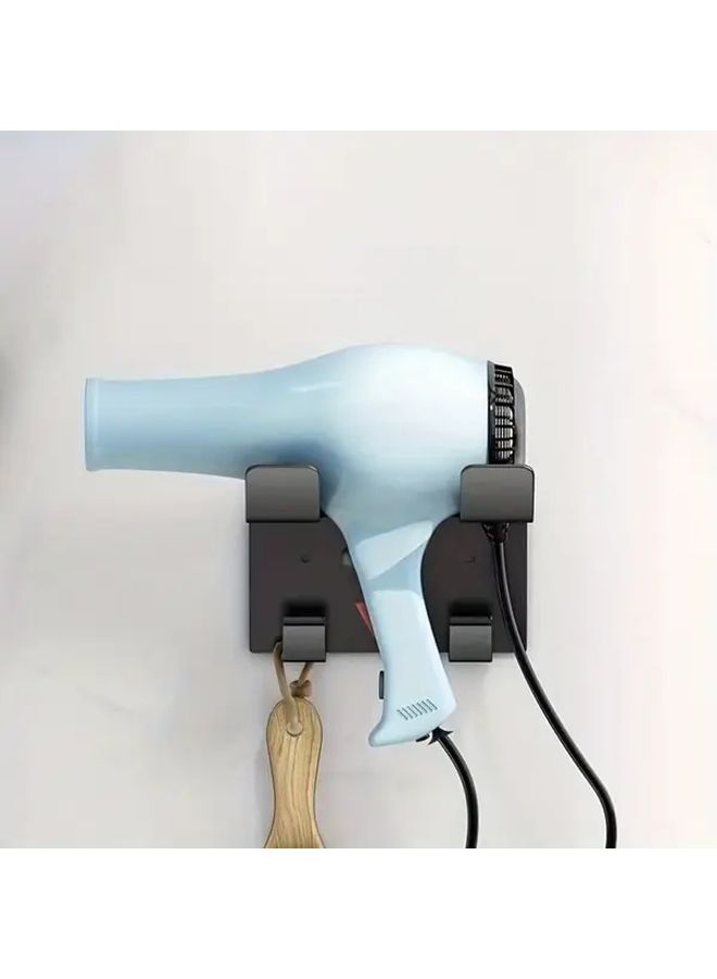 Heavy Duty Metal Wall Mounted Hair Dryer Stand With Shelf Black - Image 4