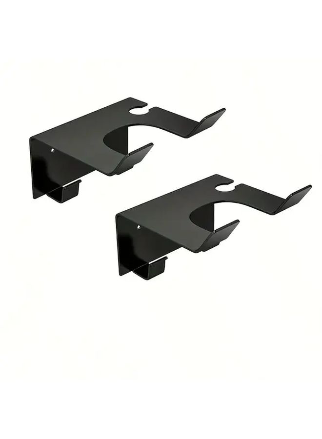 Heavy Duty Metal Wall Mounted Hair Dryer Stand With Shelf Black - Image 2