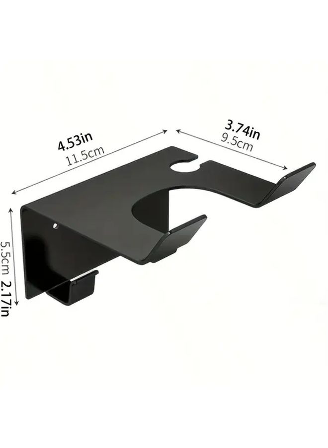 Heavy Duty Metal Wall Mounted Hair Dryer Stand With Shelf Black - Image 3