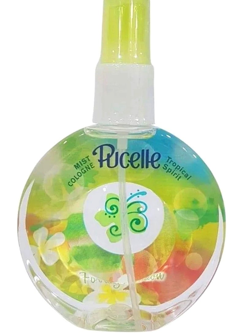 Body spray cologne with a tropical floral scent, designed for women, 150 ml.