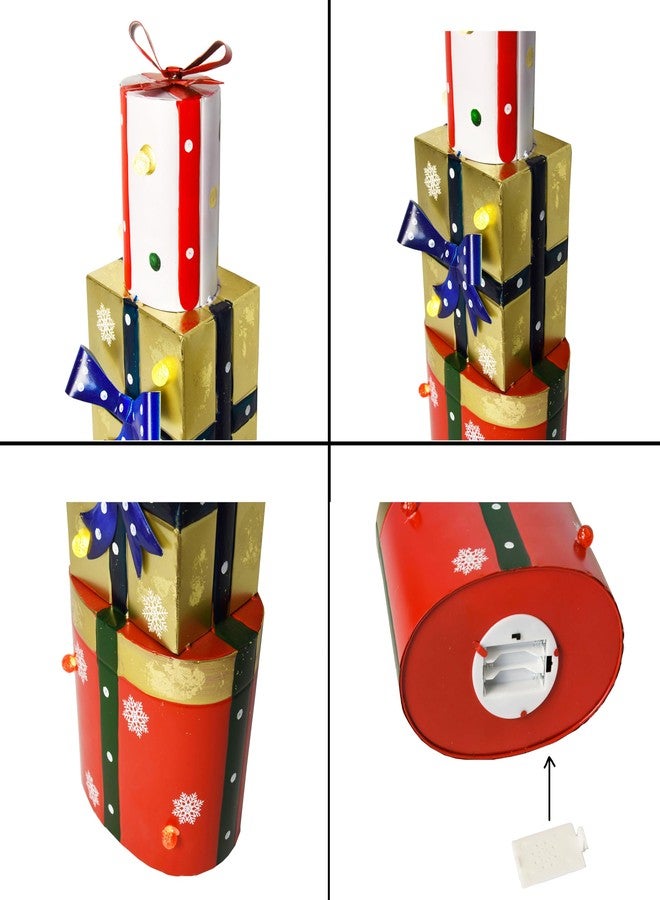 Owlgift Metal Christmas Lighted Decorative Boxes, 6 LED Box Decorations, Presents Boxes w/Ribbon Bows Decorations for Xmas Tree, Yard, Home, Indoor Outdoor Holiday Décor - Image 4