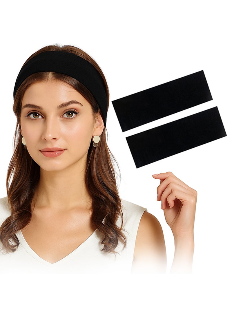 Wide Headbands for Women Men, 2 pack Black Fashion Headbands for Women's Hair, Soft Stretchy Hair Bands for Makeup, Yoga, Running, Sports - Image 1