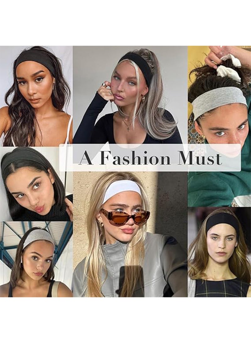 Wide Headbands for Women Men, 2 pack Black Fashion Headbands for Women's Hair, Soft Stretchy Hair Bands for Makeup, Yoga, Running, Sports - Image 3