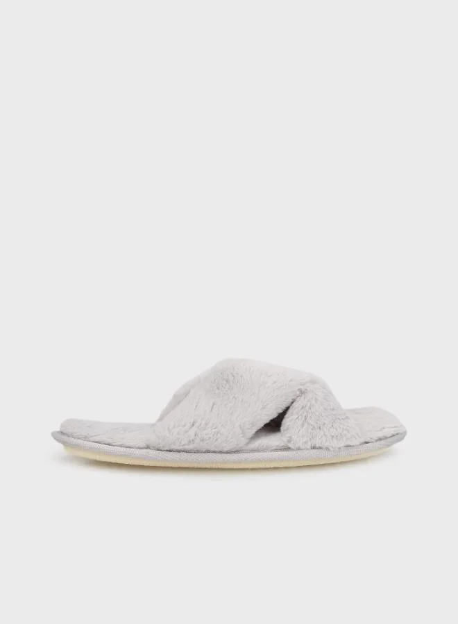 ليلا شبشب نسائي قطيفة ناعم بنقشة متقاطعة قطعتين