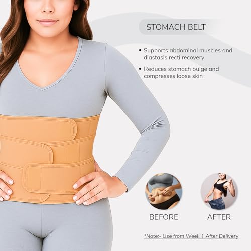 ARUNAVI 3-in-1 Postpartum Belt After Delivery C Section – Adjustable Post Delivery Belt for Women Tummy, Waist & Pelvis Support – Maternity Belt for Post Pregnancy Recovery, After Delivery & C Section Care (S-XL) – Beige - Image 3