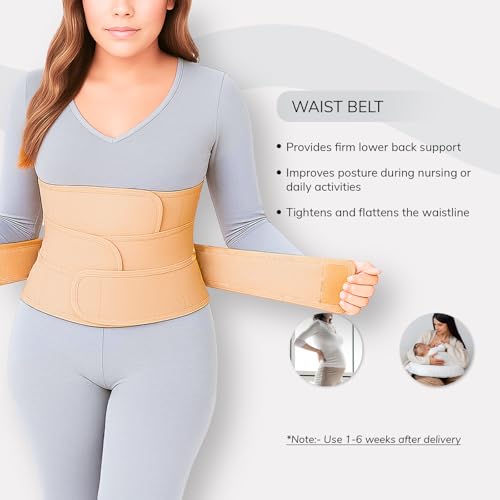 ARUNAVI 3-in-1 Postpartum Belt After Delivery C Section – Adjustable Post Delivery Belt for Women Tummy, Waist & Pelvis Support – Maternity Belt for Post Pregnancy Recovery, After Delivery & C Section Care (S-XL) – Beige - Image 4