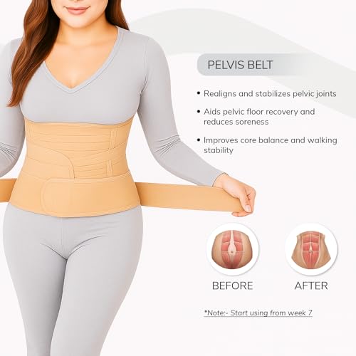 ARUNAVI 3-in-1 Postpartum Belt After Delivery C Section – Adjustable Post Delivery Belt for Women Tummy, Waist & Pelvis Support – Maternity Belt for Post Pregnancy Recovery, After Delivery & C Section Care (S-XL) – Beige - Image 5
