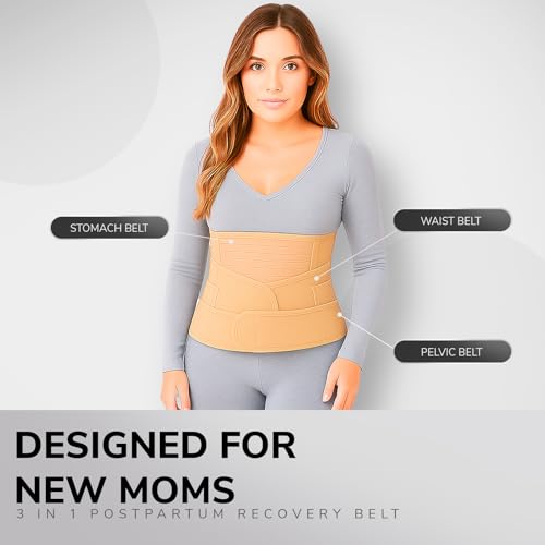 ARUNAVI 3-in-1 Postpartum Belt After Delivery C Section – Adjustable Post Delivery Belt for Women Tummy, Waist & Pelvis Support – Maternity Belt for Post Pregnancy Recovery, After Delivery & C Section Care (S-XL) – Beige - Image 2