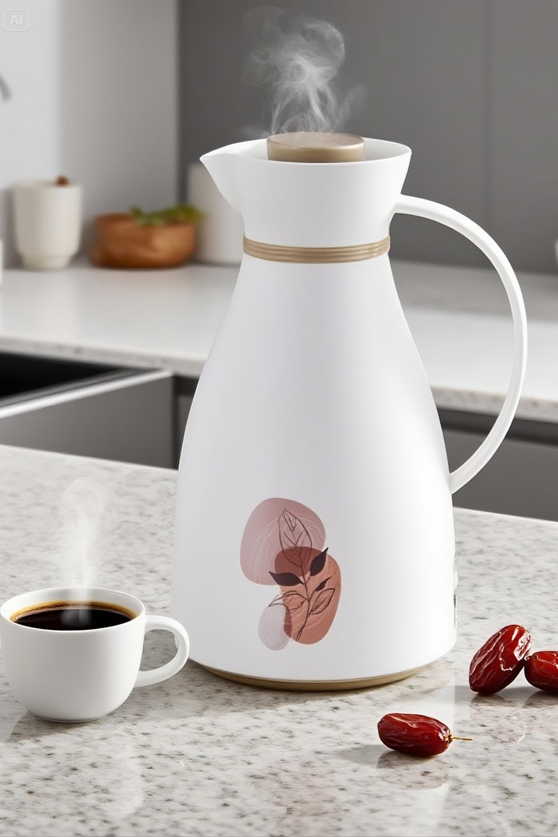 Trust Plastic Tea/Coffee Flask 1 Liter White/Biege - Image 2