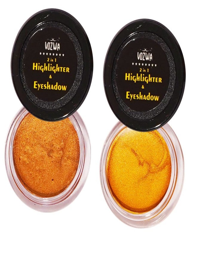 Vozwa 2 in 1 Highlighter & Eyeshadow For Face Makeup Shining (Copper + Golden) - Image 1