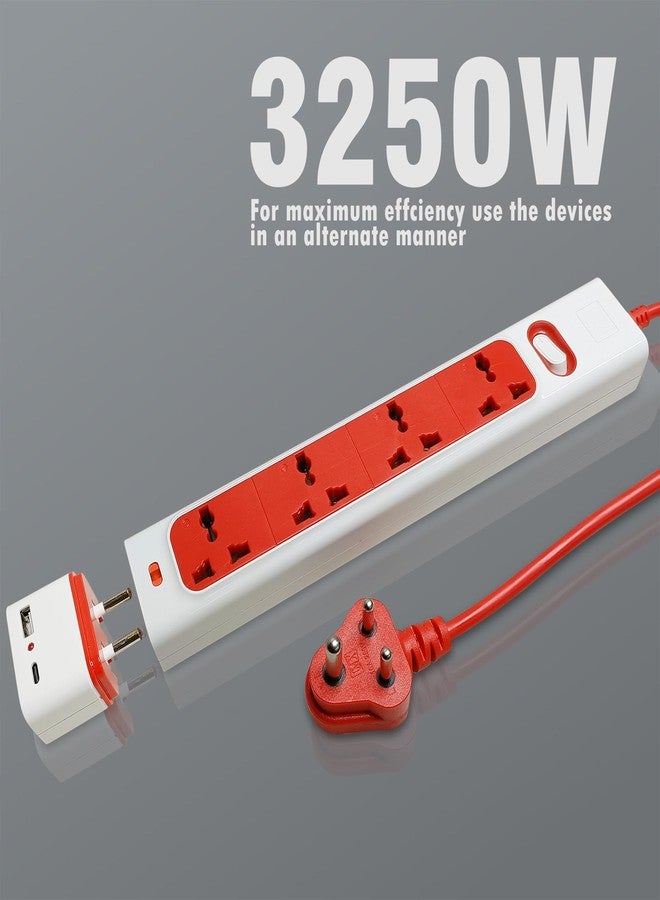 MX Heavy‑Duty Extension Board with USB & 18 W PD Charging - 4 Universal 3‑Pin Sockets, Spike Guard, Thermal & Overload Protection, 1.5 m Heavy‑Duty Cord - Image 5