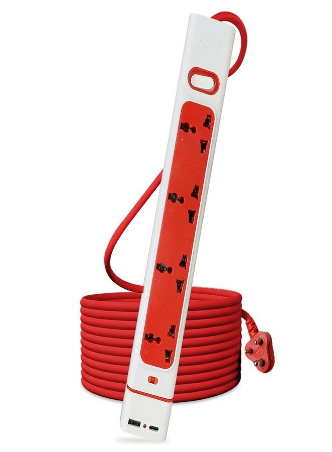 MX Heavy‑Duty Extension Board with USB & 18 W PD Charging - 4 Universal 3‑Pin Sockets, Spike Guard, Thermal & Overload Protection, 1.5 m Heavy‑Duty Cord - Image 1