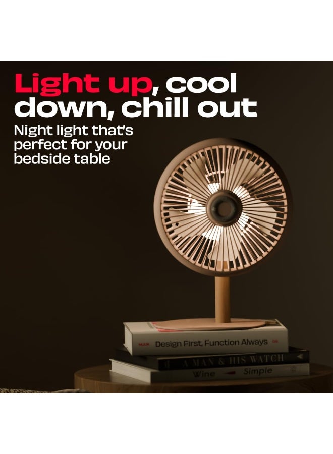 NUUK LIT v2 Cordless & Rechargeable 7 Inch Table Fan with Night Light & Remote Control | Auto Oscillation with 4 Wind Modes | BLDC Fan with Up To 17 Hour Run Time | Portable Table Fan for Home, Office - Image 2