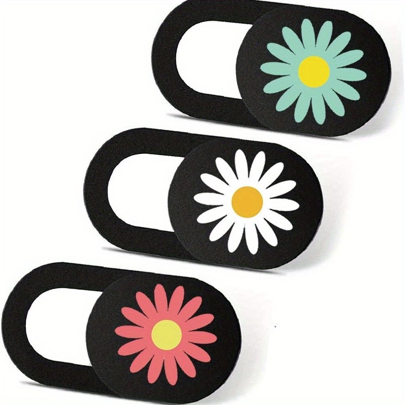 3 Pcs Polychrome Daisy Webcam Cover Slider for Laptop Phone Tablet - Image 1