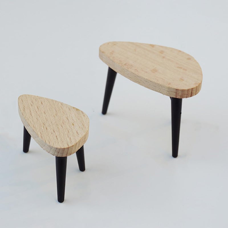 DIY Miniature Accessories 6 Pcs Black White TV Cabinet Blue Sofa Two Tier Coffee Table - Image 5