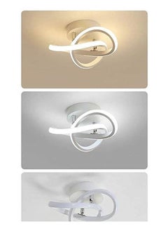 Arabest Modern LED Ceiling Light, Round Geometry Ceiling Lamp, Chic Chandelier Tricolor for Hallway, Living Room, Bedroom 24W Dia 25CM (White)  - Image 2
