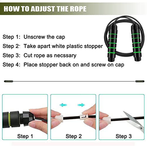 Redify Jump Rope,Jump Ropes for Fitness for Women Men and Kids,Speed Jumping Rope for Workout with Ball Bearings,Adjustable Skipping Rope for Exercise&Slim Body at Home School Gym (Green) - Image 4
