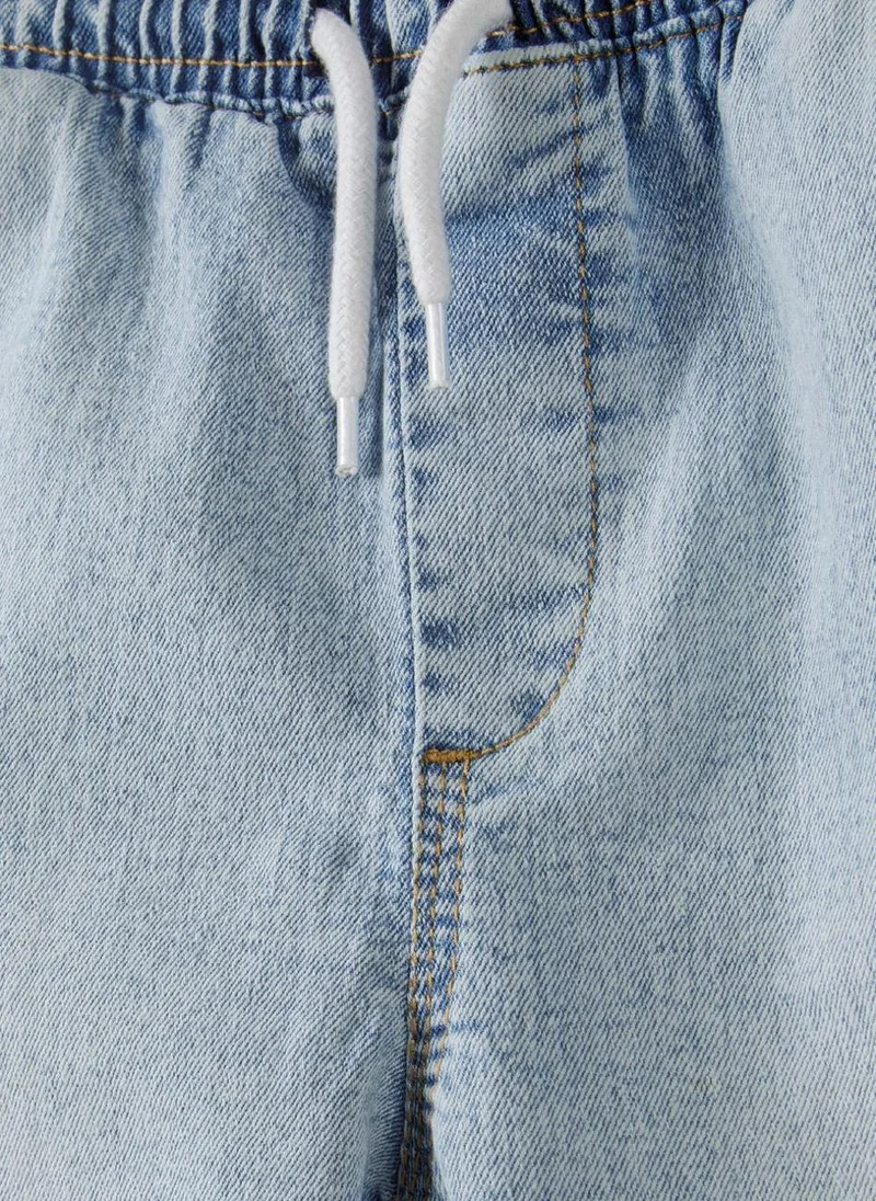 MINOTI Kids' Denim-Look Cargo Shorts with Elastic Waist