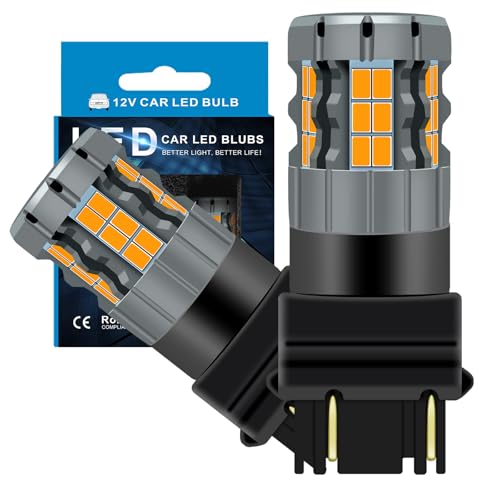 Zyvirexa 3157 LED Turn Signal Bulbs Compatible For GMC Sierra 1500 1999-2013 (Front/Rear) & 2500/3500 2000-2014 (Front), 1999-2014 (Rear), 3047 3057 4157 Bulb, Amber Yellow, Plug and Play, Pack of 2 - Image 1