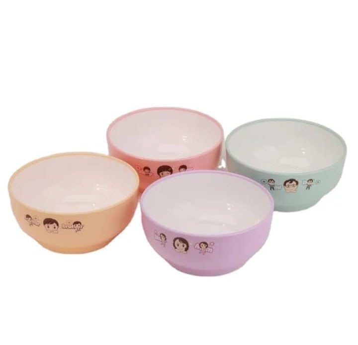 Cyrox Rice Noodle Bowl Set Food-Grade Plastic Round Fruit Snack Candy Salad Bowl Noodle Container Food Mixing Bowl (1 Set of 4Pcs) - Image 5