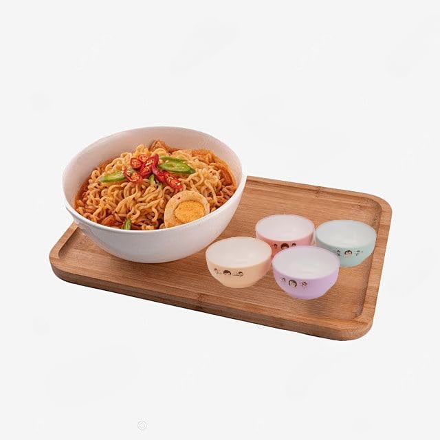 Cyrox Rice Noodle Bowl Set Food-Grade Plastic Round Fruit Snack Candy Salad Bowl Noodle Container Food Mixing Bowl (1 Set of 4Pcs) - Image 3