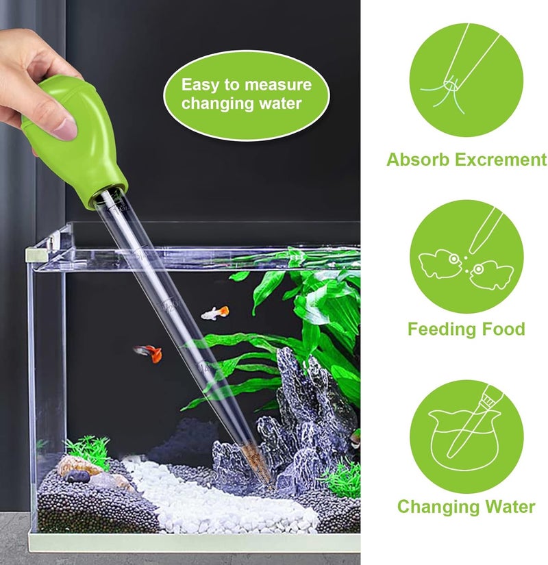 WEAVERBIRD Manual Fish Tank Water Changer Aquarium Dropper, 30ml Aquarium Clean Pipette Dropper, Fish Tank Cleaning Waste Remover, Aquarium Gravel Cleaning Straw, Green - Image 3
