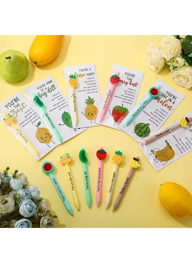 Dunzoom 24 Sets Funny Positive Fruit Pen Gifts Bulk Motivational Fruit Ballpoint Pens with Affirmation Encouragement Quotes Cards Appreciation Gifts Team Building Party Favor for Coworker Teacher - Image 4