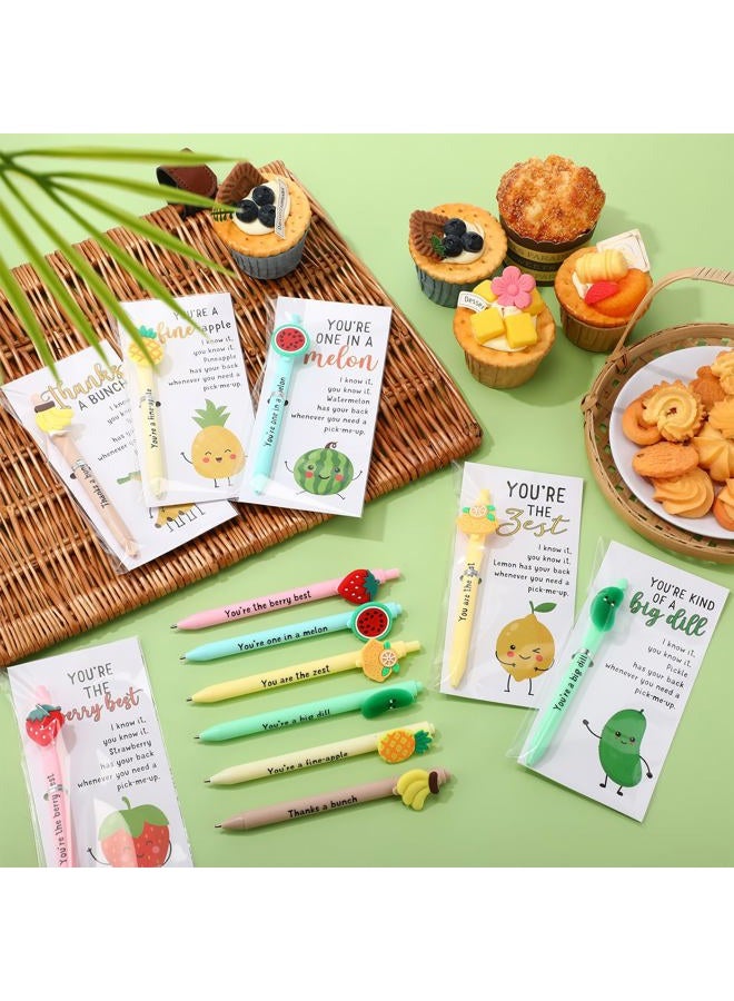 Dunzoom 24 Sets Funny Positive Fruit Pen Gifts Bulk Motivational Fruit Ballpoint Pens with Affirmation Encouragement Quotes Cards Appreciation Gifts Team Building Party Favor for Coworker Teacher - Image 5